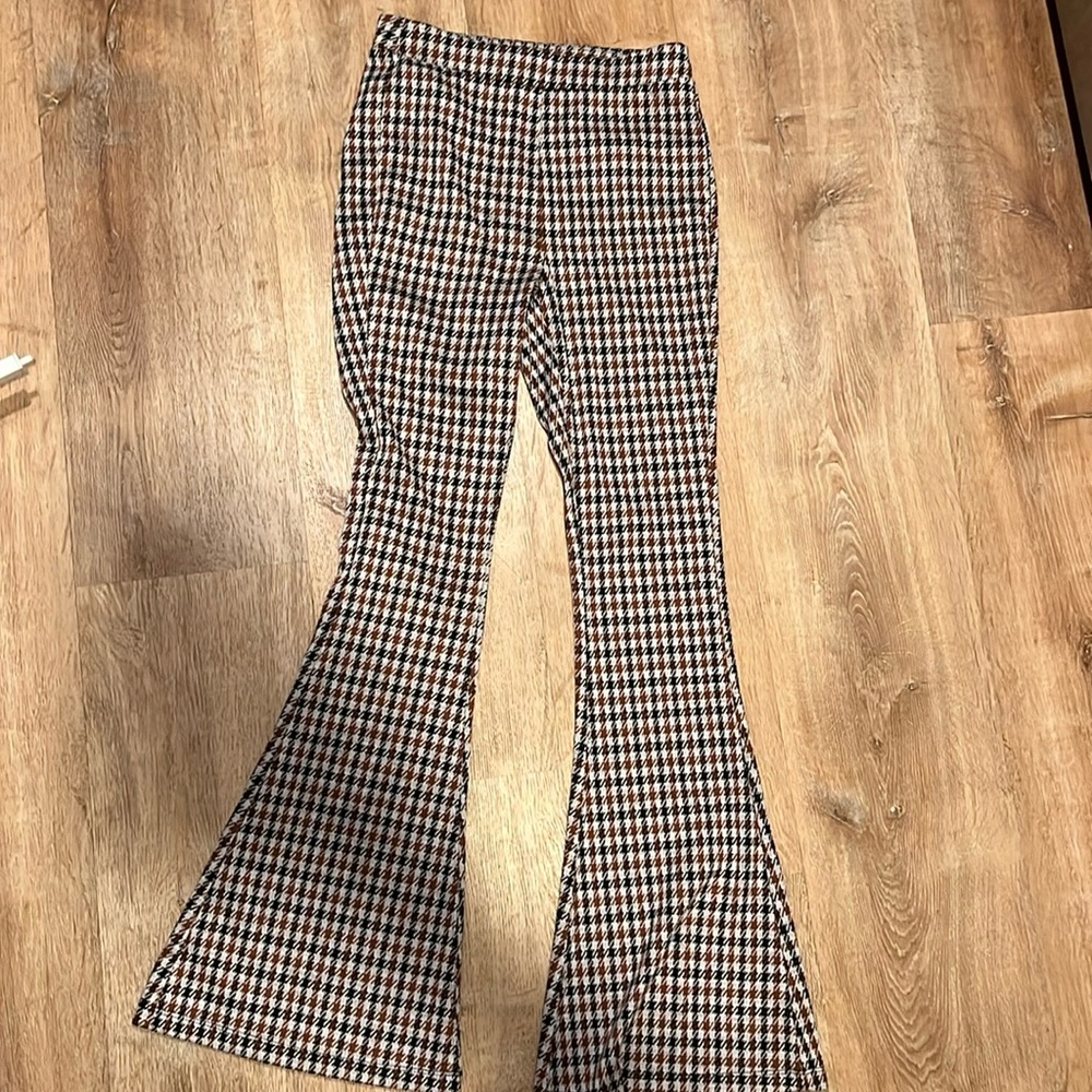 Plaid bell bottom pants
